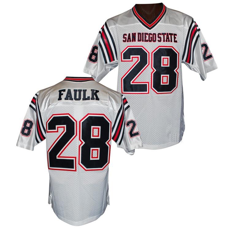 Men's San Diego State Aztecs #28 Marshall Faulk White College Football Throwback Stitched NCAA Jersey